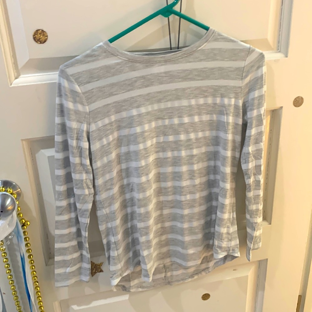White and grey striped shirt